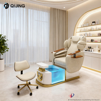 Fauteuil de manucure et pédicure professionnel de luxe pour salon de beauté, avec spa pour les pieds à remous sans tuyau, massage tactile complet du corps