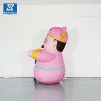 Modèle gonflable rose de dessin animé du Dieu de la Richesse pour la publicité et la décoration de centres commerciaux et de festivals