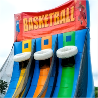 Jeu de basket-ball gonflable géant à 3 voies pour enfants et adultes