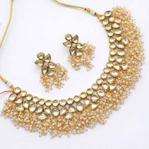 Traditional <b>Indian</b> Copper Bridal Jewelry <b>Set</b> for Women - Ethnic Gold-Plated Wedding <b>Necklace</b> and Jhumka Earrings <b>Set</b> - Product Image 1