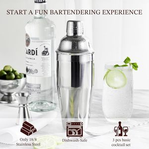 Shaker à cocktails avec passoire de barman, doseur jigger, cuillère de mélange de bar, ensemble professionnel de mélangeur de boissons - Product Image 3