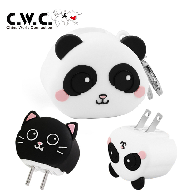 Funny Kawaii Panda Design Wall Charger Keychain US EU UK Plug 12W 20W Fast Charging USB a Wall Charger