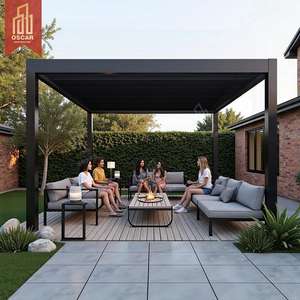 Um tahan air Louvered luar ruangan dapat ditarik naungan sistem drainase teras taman halaman belakang pesta taman acara luar ruangan Pergola - Product Image 1