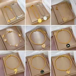Bracelet à pendentif cœur à la mode simple Bracelet en acier titane couleur or Bracelets de bijoux à la mode pour femmes