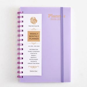 Agenda hebdomadaire A5 en cuir PU personnalisé Mairun Mr311 2025, journaux à spirales, carnet de notes de 100 feuilles, agendas quotidiens, design imprimé - Product Image 1