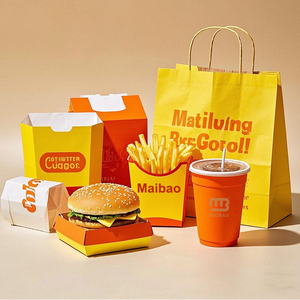 Caja de embalaje de alimentos para llevar para restaurante, caja de hamburguesas de papel Kraft desechable ecológica, contenedor para llevar, caja personalizada para hamburguesas y patatas fritas - Product Image 5