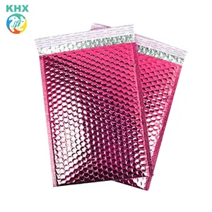 KHX sacchetti di posta a bolle in oro rosa grandi bolle impermeabili Glitter Mailer cuscino per imballaggio metallico Poly Bubble Mailer