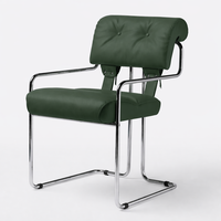 Chaise de salle à manger ergonomique de style turkmène, luxe léger, en cuir véritable, avec accoudoirs, structure métallique, mobilier de maison et de bureau