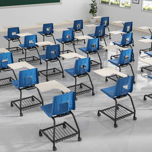 Silla de estudiante de plástico apilable con pies antideslizantes Peso ligero 42-46cm Altura del asiento Ideal para uso en el aula Cafetería - Product Image 4
