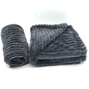 Asciugamano ibrido 50x80cm in microfibra per auto a doppio strato panno per asciugatura auto di colore grigio resistente e pratico asciugamano in microfibra