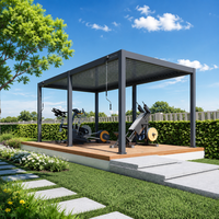 Pergola bioclimatique intelligente en aluminium de qualité supérieure, à ouverture électrique, avec lames orientables, imperméable, et bande LED intégrée