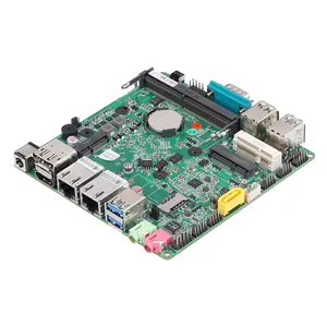 Qotom J4105 J4125 X86 Mini PC ITX industri Motherboard dengan 4 RS232 COM 2 LAN 6 USB 3 Port tampilan