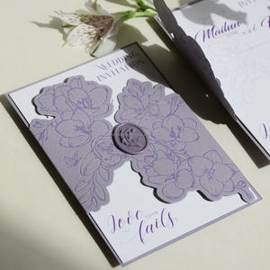 ซองการ์ดเชิญทำจากกระดาษฝ้ายพิมพ์ลายวานิลลา ตัดแบบไดคัท รูปทรงพิเศษ พิมพ์แบบเลตเตอร์เพรส การ์ดอวยพรแบบกำหนดเอง - Product Image 1