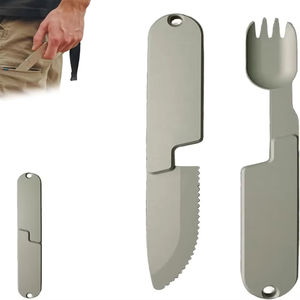 Juego de utensilios para comer 2 en 1 para acampar, cuchara y tenedor desmontables y reutilizables, combinación compacta de tenedor de acero inoxidable para acampar - Product Image 5