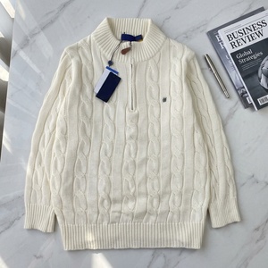 Pull semi-zippé RLS de créateur, style Old Qian avec broderie <span class=keywords><strong>Pon</strong></span>, pull tricoté décontracté à col montant - Product Image 1