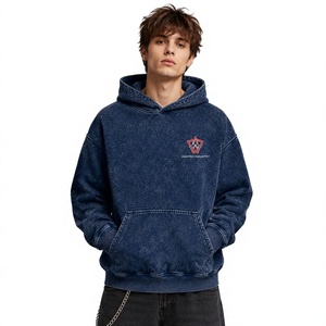 Custom Logo Vintage Acid Wash <b>Navy</b> <b>Hoodie</b> <b>Men</b> Regular Fit Pullover Streetwear Front Kangaroo Pocket 100% Cotton Eco-Friendly - Product Image 5