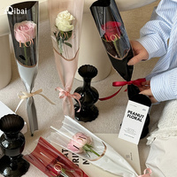 Qibai Goud Bloemen Mouw Wrap Pvc Rozen Bloem Cadeau Tas Enkele Roos Verpakking Bloemenmouwen Voor Rozen Valentijnsdag