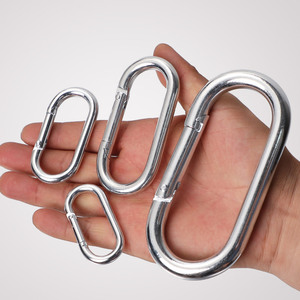 LFEDC Multi Purpose O Ring Oval Shaped 304 <span class=keywords><strong>Stainless</strong></span> Steel Spring Snap <span class=keywords><strong>Carabiner</strong></span> <span class=keywords><strong>Clip</strong></span> untuk Aktivitas Luar Ruangan - Product Image 1