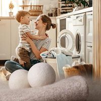 Boules de séchage réutilisables en laine écologiques - Produit de blanchisserie à marque privée, best-seller