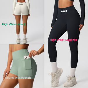 Set di allenamento da palestra da donna Pantaloncini da Yoga a vita alta 11 pezzo Leggings imbottiti reggiseno sportivo <span class=keywords><strong>con</strong></span> Base a manica lunga <span class=keywords><strong>con</strong></span> chiusura a maglia - Product Image 4