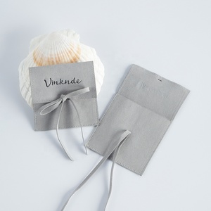Luxury Gray 6x6 cm Flap Pouch Customized Suede <b>Envelope</b> Luxury <b>Gift</b> Bags for Jewelry Packaging Jewelry Container - Product Image 1