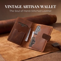Cartera de Cuero Genuino para Hombre, Estilo Vintage, con Múltiples Ranuras para Tarjetas, para Viajes de Negocios, con Espacio para Pasaporte