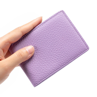 Pribadi baru kulit asli ultra-tipis perjalanan Bifold Drivers penutup tempat kartu pelindung ramping casing kartu jendela Id