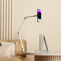 Support universel pour téléphone portable et tablette en alliage d'aluminium de haute qualité, bras long réglable, pince de table, support pour iPad à 3 sections