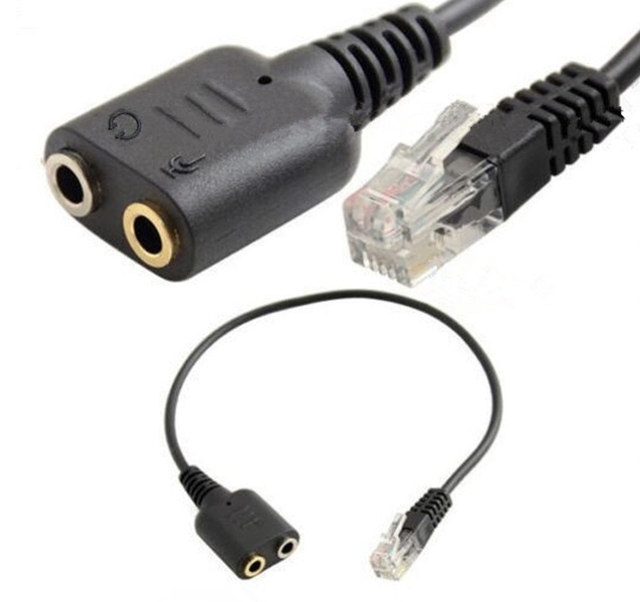 30cm RJ9 Stereo Male-Female to Dual 3.5mm Aux Audio Cable with Combination Shielding for Computer Headset and Earphone Adapter