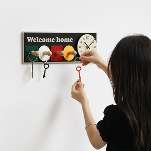Wall <b>Clock</b> Rectangular Silent Quartz <b>Battery</b> Powered Single Face Welcome Home Hook <b>Clock</b> for Living Room and Home Decor - Product Image 2