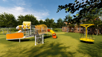 Structure de jeu extérieure commerciale à plancher incurvé avec toboggan tubulaire, arche d'escalade avec filet, balançoire nid et tourne-terre pour parcs communautaires et écoles