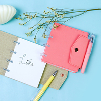 Carnet de notes RINGNOTE A7 portable de luxe, mini carnet à anneaux avec couverture en PU, bloc-notes de poche avec stylo, cadeau
