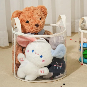 2025 stile coreano impermeabile trasparente scaffali <span class=keywords><strong>per</strong></span> libri di stoccaggio giocattoli Organizer Tpu chiaro cesto portaoggetti pieghevole con manici - Product Image 6