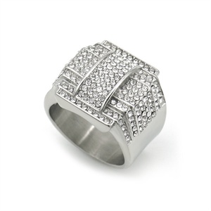 Dainty <b>Men</b> <b>Rings</b> Stainless Steel Jewelry <b>Ring</b> Luxury Full Diamond Hoop <b>Rings</b> <b>for</b> <b>Men</b> - Product Image 2