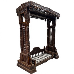 Columpio Exclusivo de Madera de Teca con Cadenas de Metal de Latón, Columpio de Madera de Teca Royal para Villa y Sala de Estar, Columpio de Madera Dorado Antiguo - Product Image 6