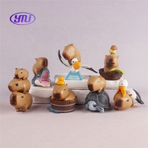 PVC Chill Capybara 7PCS Set Animal Planet Lazy Cute Capybara Gashapon Figura de decoración de escritorio para fanáticos del Anime y decoración de oficina - Product Image 3