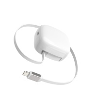 Cargador GaN de 30W con Cable Retráctil, Enchufe Plegable Mini con Cable USB-C Integrado, Ultracompacto para Viajes, para iPhone y iPad