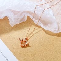 Roosgouden engelenvleugels hart ketting van roestvrij staal met sprankelende dansende zirkonia diamant fladderende hanger voor vrouwen, liefdessieraden