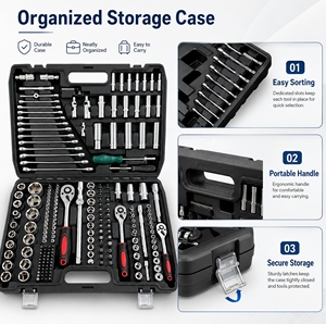 Socket Wrench <b>Set</b> Ratchet <b>Tool</b> Kit Combination Wrench <b>Set</b> Mechanics Hand <b>Tools</b> Portable Case for Garage Workshop Repair - Product Image 5