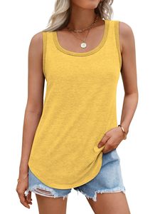 Hauts pour femmes vêtements d'été vêtements pour femmes femmes coupe ample décontracté Flowy débardeurs col rond à la mode sans manches été - Product Image 2