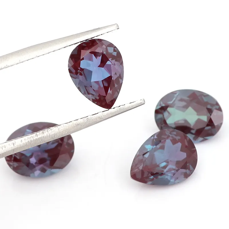 कीमत प्रति कैरेट ढीला हीरे नाशपाती कट faceted रत्न लैब बढ़ी alexandrite पत्थर में बैंगनी अंगूठी बनाने के लिए