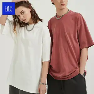 High Quality Heavy 100%Cotton 250G Retro Washed Old Short Sleeve T-Shirt Men's Loose Cotton Unisex Brand T-Shirt