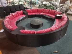 Cổ Điển Đồ Nội Thất Ngoài Trời Vườn Sofa Pe Mây Wicker Vòng Mây Cắt Patio Sofa Set Với Vòng Coffe Bảng - Product Image 3