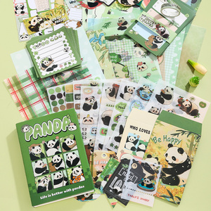 SIMNO 116 Uds lindo Panda verde papelería caja de regalo conjunto A6 rejilla Kawaii cuadernos bala basura diarios Kit artesanía DIY regalo - Product Image 2