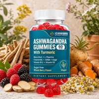 Gummies d'Ashwagandha 2000mg, 120 unités, saveur Baies Mixtes, avec Vitamine D3, B12 et Curcuma, Supplément OEM Personnalisé Marque Privée, Qualité 100000