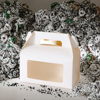 Caja de cartón decorativa de gran tamaño para pastel suizo, embalaje para postres de panadería para llevar con laminación mate y grabado en relieve