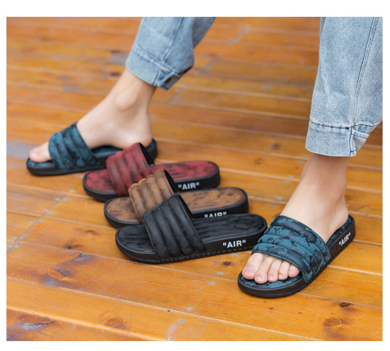New Camouflage Leather Slippers Air Cushion Anti-slip Outdoor Fashion PVC Slides