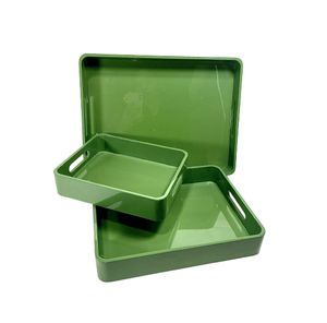 Plateau en laque émeraude de luxe, artisanal, à finition brillante, pour la décoration de la maison moderne et les cadeaux - Product Image 6