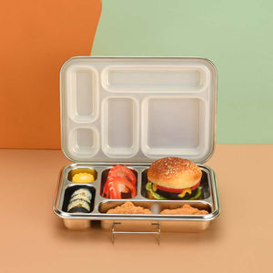 304 boîte à lunch en acier inoxydable 5 compartiments cuisine conteneur de stockage des aliments Portable voyage Camping - Product Image 2