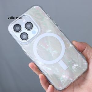Funda Personalizada para Teléfono con Madreperla, Carcasa Magnética Transparente Mate de TPU y PC para iPhone 16 15 14 13 12 Pro Max - Product Image 1